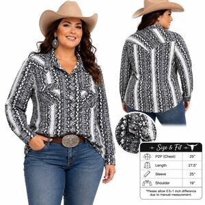 Wrangler Retro Western Shirt Women XXL Grey Snakeskin Snap Front Rayon LW4008X